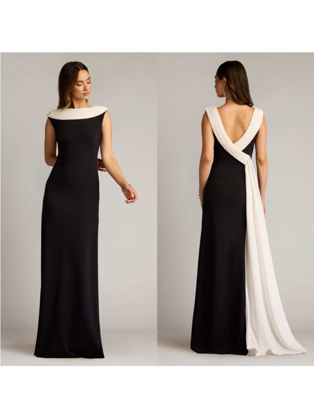 TADASHI SHOJI V-Back Crepe Gown